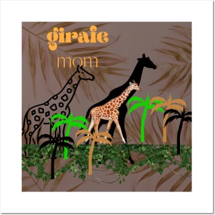 giraffe mom t shirt design Posters and Art